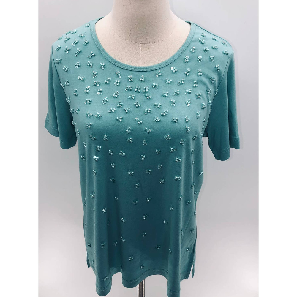 Quacker Factory Short Sleeve Sequin Detailed Shir… - image 2